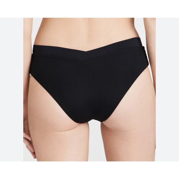 L*Space Pratt Crisscross Waist Ribbed Classic Bikini Bottoms Black Womens XS NWT - Picture 2 of 5